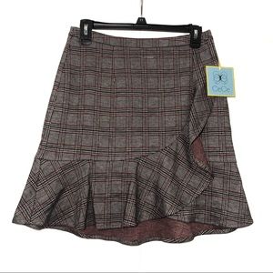 CeCe NWT Plaid Ruffle Faux Wrap Skirt 4